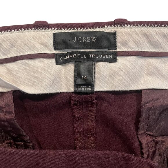 J. Crew Campbell Trouser • Maroon • Women's Size 14 - Picture 5 of 9
